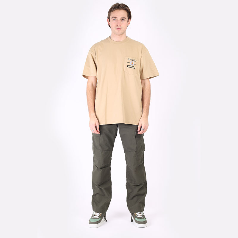 мужская бежевая футболка Carhartt WIP S/S Scramble Pocket T-Shirt I029983-brown/black - цена, описание, фото 5